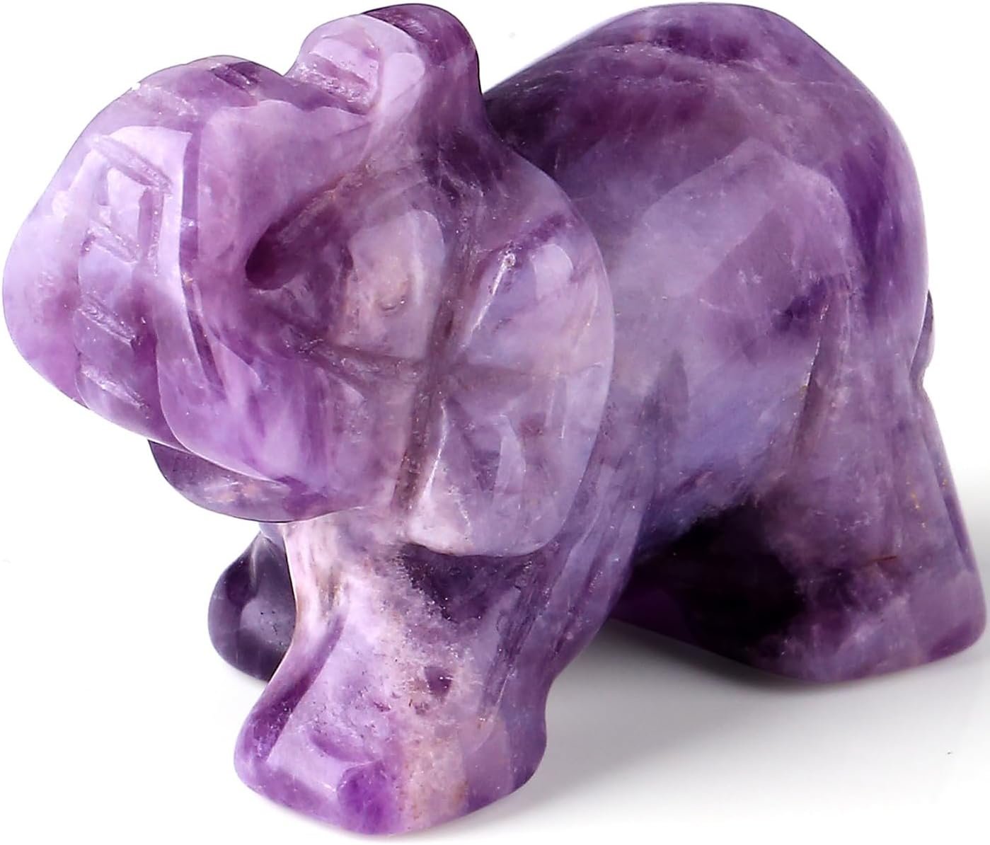 QINJIEJIE Amethyst Elephant Decor Statue Crystals Healing Stones Crystal Pocket Figurines Cute Hand Carved Sculpture Gemstones Spiritual Home Office Desk Purple Decor Elephant Gifts for Women - Image 2