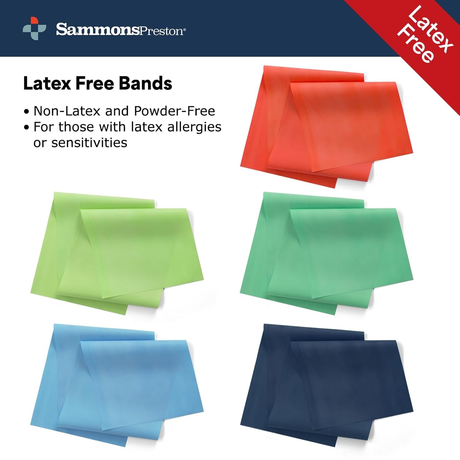 Sammons Preston Resistance Bands for Working Out, Non-Latex Exercise Bands, Resistance Bands for Physical Therapy, Improve Strength & Flexibility, Stretch & Tone Major Muscles, 5pk - Image 14