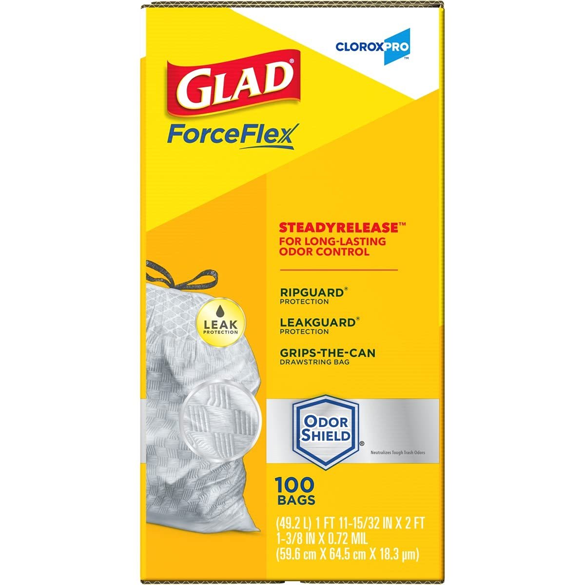 Glad Trash Bags, ForceFlex Tall Kitchen Drawstring Garbage Bags, Clorox 13 Gallon Trash Bags for Tall Trash Can, Industrial Cleaning, Unscented, 100 Count - 70427 - Image 18