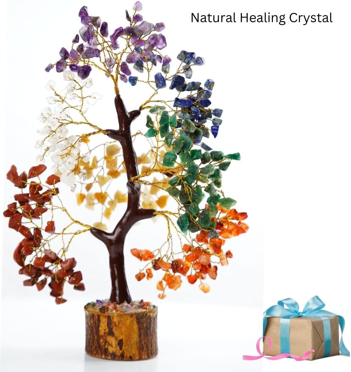 Crystals and Healing Stones - Healing Money Tree - Bonsai Tree - Seven Chakra Tree of Life - Seven Chakra Stones - Feng Shui Decor & Artificial Bonsai Tree - Good Luck Gifts for Women 10-12 Inch - Image 4