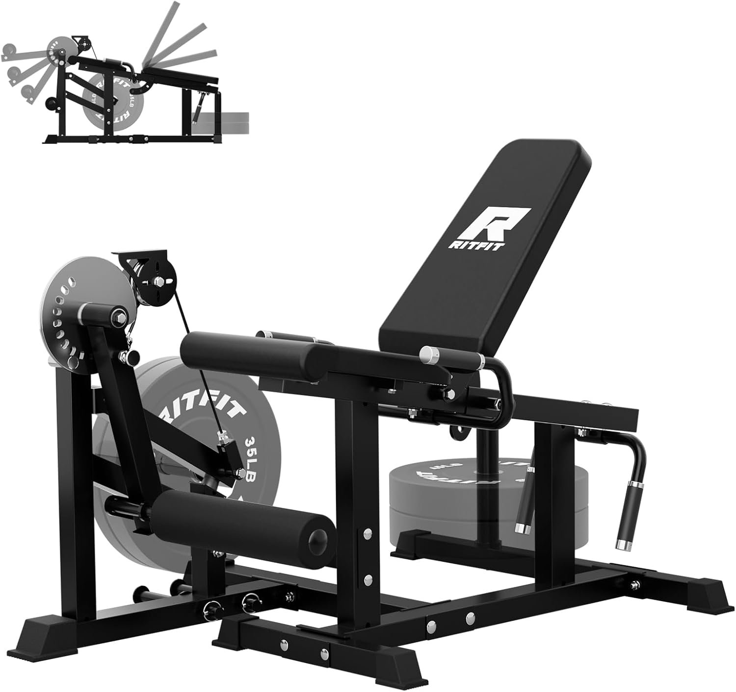 RITFIT Leg Extension and Curl Machine, 700LB Adjustable Leg Curl Machine, Seated Leg Extension and Lying Curl Machine for Home Gym, Leg Workout Equipment Compatible with 1'' and 2'' Weight Plates - Image 2