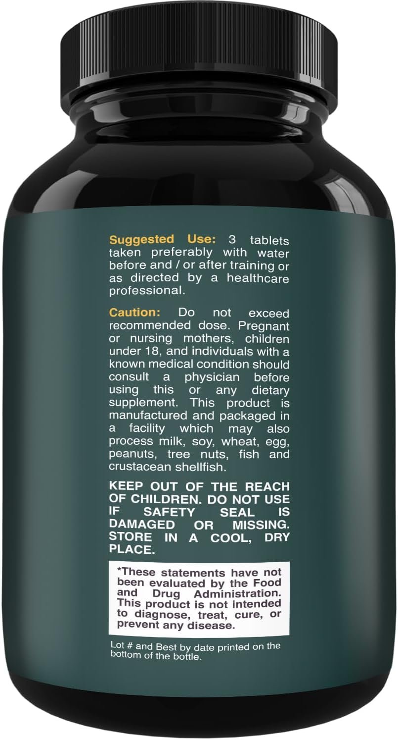 Branch Chain Amino Acids Supplement - Vegan BCAA Tablets Post Workout Muscle Recovery and Muscle Growth Support - Branched Chain Amino Acids Supplement for Men and Womens Workout Recovery 60 Count - Image 3