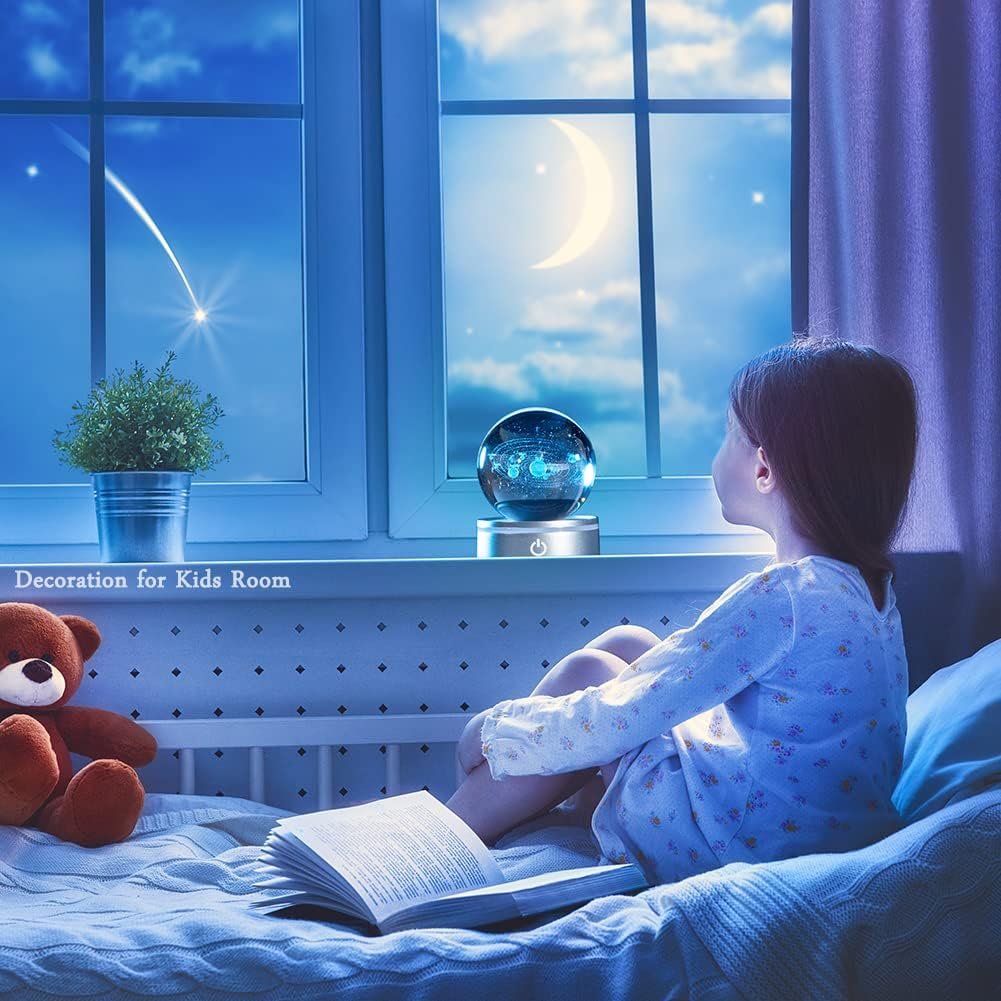 IFOLAINA 3D Solar System Crystal Ball Model Gift Space Astronomy Gift Planets Multicolor Universe Globe Ball Science Astrophysics Gift Night Light Kids Bedroom Adults Gift - Image 9