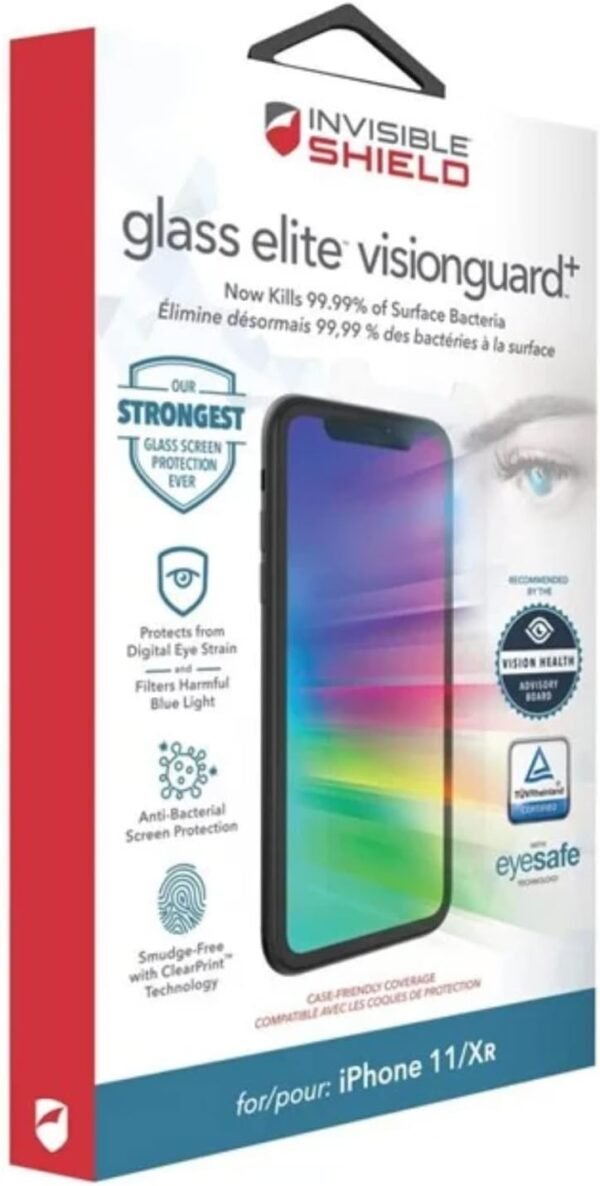 ZAGG InvisibleShield Glass Elite VisionGuard+ for iPhone 11 and iPhone XR - Extreme Shatter, Impact and Scratch Protection, Fingerprint Resistant - Clear - Image 2