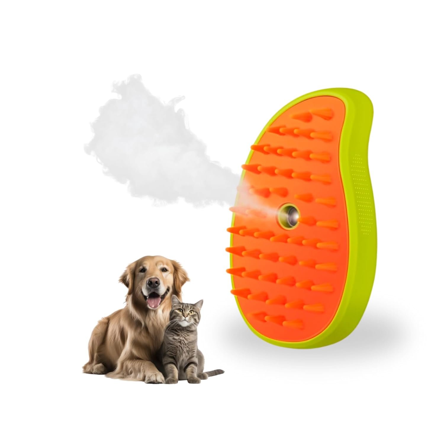 Steamy Cat Brush for Massage | 3 in 1 Silicone Spray Pet Bath Brush Cleanser- Hair Cleaning Brush Comb for Dogs Cats, Steaming Cat Brush for Grooming, Hair Removal Comb Brush for Pets (Green) - Image 2