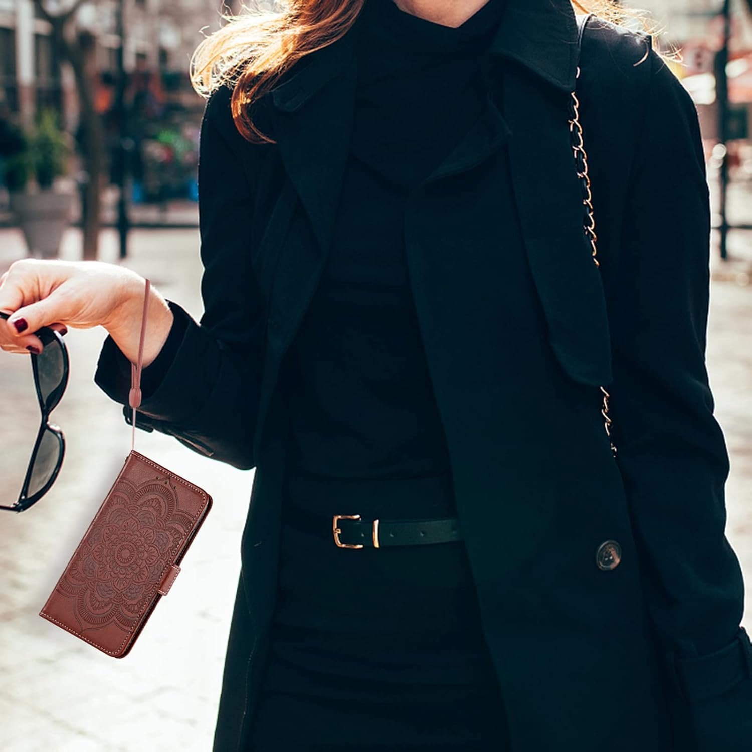 Asuwish Phone Case for Samsung Galaxy A14 5G Wallet Cover with Tempered Glass Screen Protector and Leather Flip Credit Card Holder Stand Flower Folio Cell Accessories A 14 4G 14A G5 Women Men Brown - Image 7