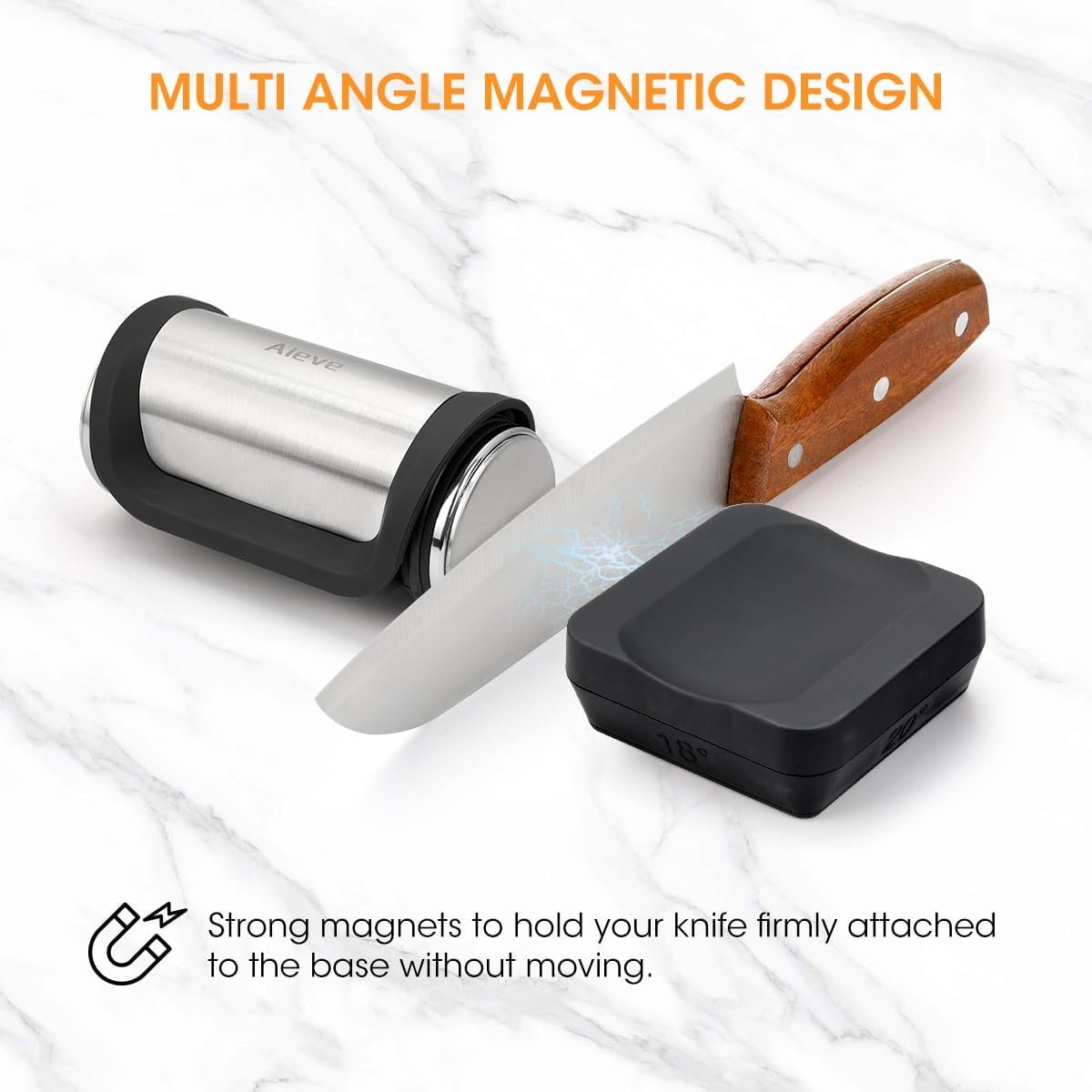 Aieve Rolling Knife Sharpeners Kit,Knife Sharpener Tool with Diamond Disc Sharpener and 15&18&20&25 Degree Angle Magnetic Base for Kitchen Knives - Image 5