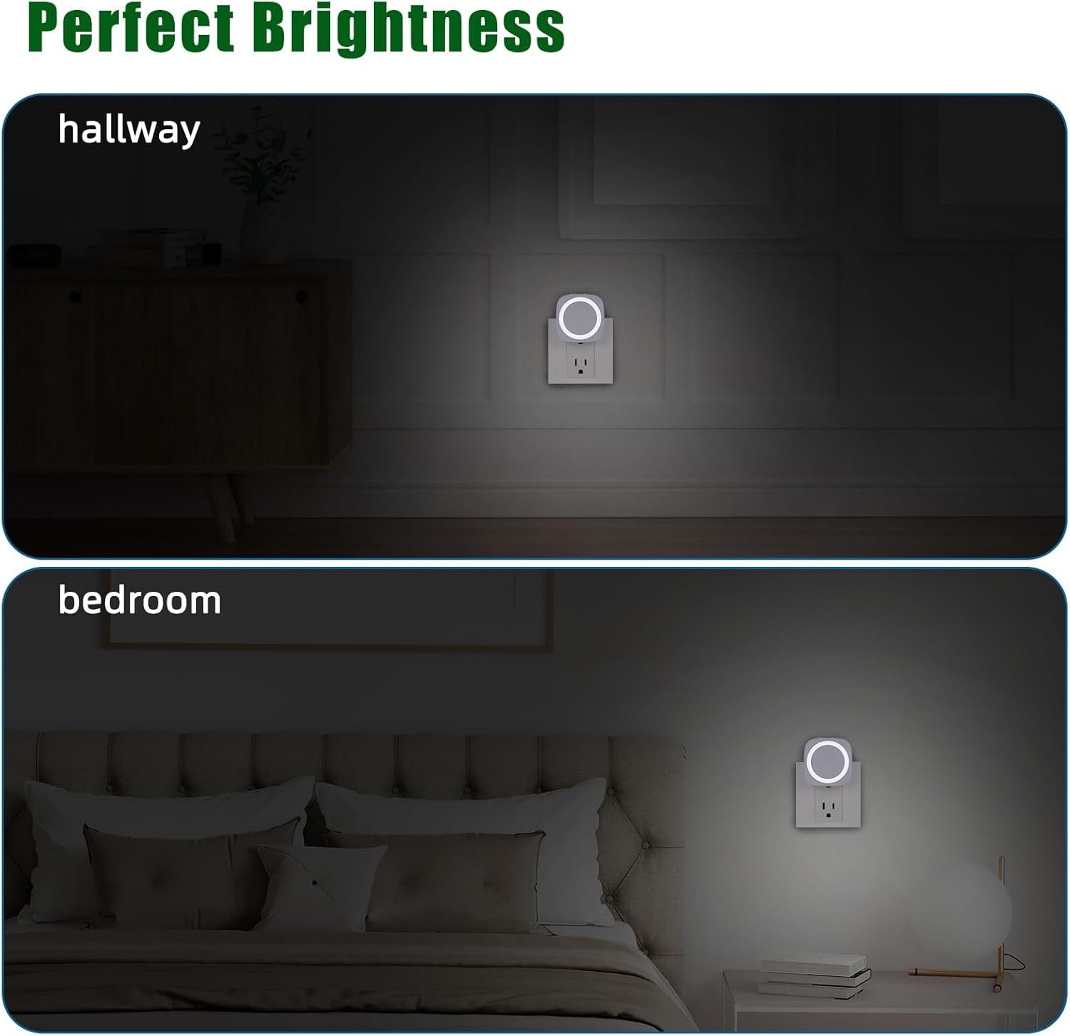 LED Night Lights Plug into Wall, Indirect Soft Dimmable Night Light with Dust to Dawn Sensor, White Nightlight for Bedroom,Bathroom,Kitchen,Stairs,Hallway,Travel, 4 Packs, White - Image 8