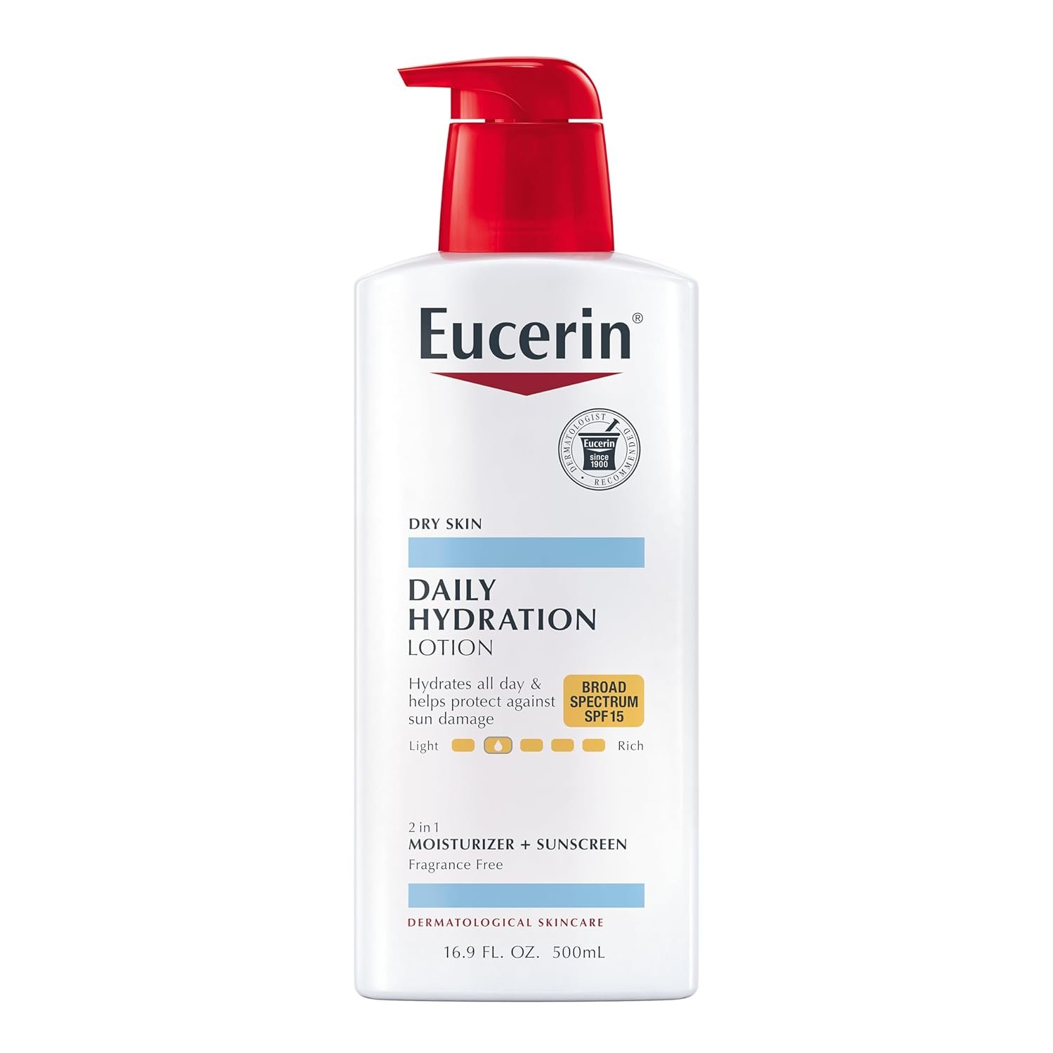 Eucerin Daily Hydration Lotion with SPF 15 - Broad Spectrum Body Lotion for Dry Skin - 16.9 fl. Oz. Pump Bottle (Pack of 3) - Image 9