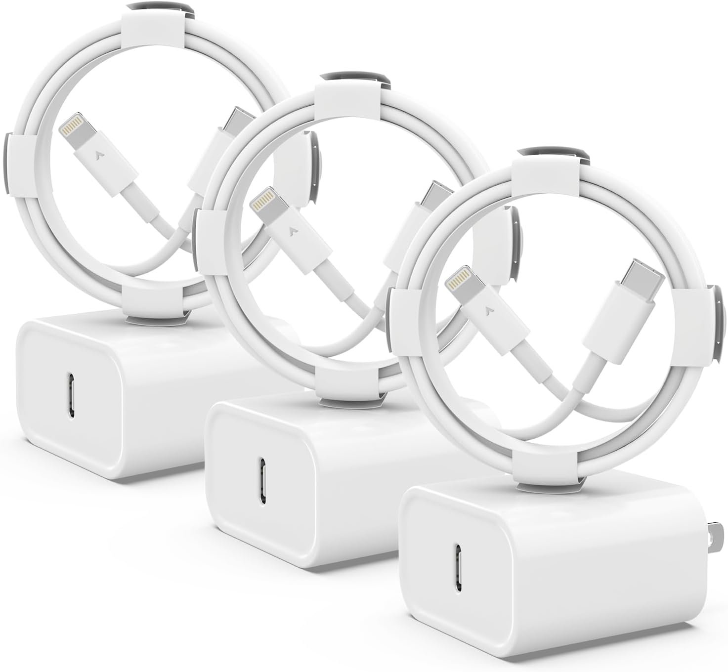Phone Charger iGENJUN 3 Pack 20W PD USB C Wall Fast Charger Adapter with 3 Pack 6FT Type C to Lightning Cable Compatible for Phone 14 13 12 11 Pro Max XR XS X,Pad - Image 2