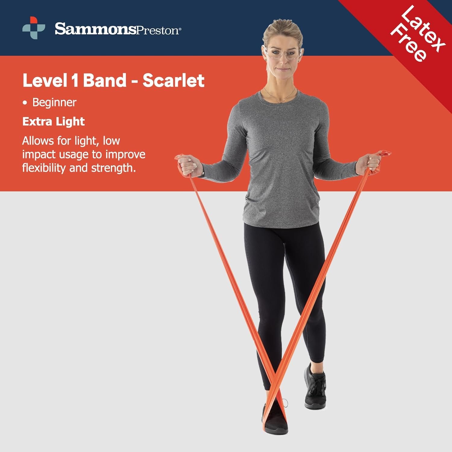 Sammons Preston Resistance Bands for Working Out, Non-Latex Exercise Bands, Resistance Bands for Physical Therapy, Improve Strength & Flexibility, Stretch & Tone Major Muscles, 5pk - Image 3