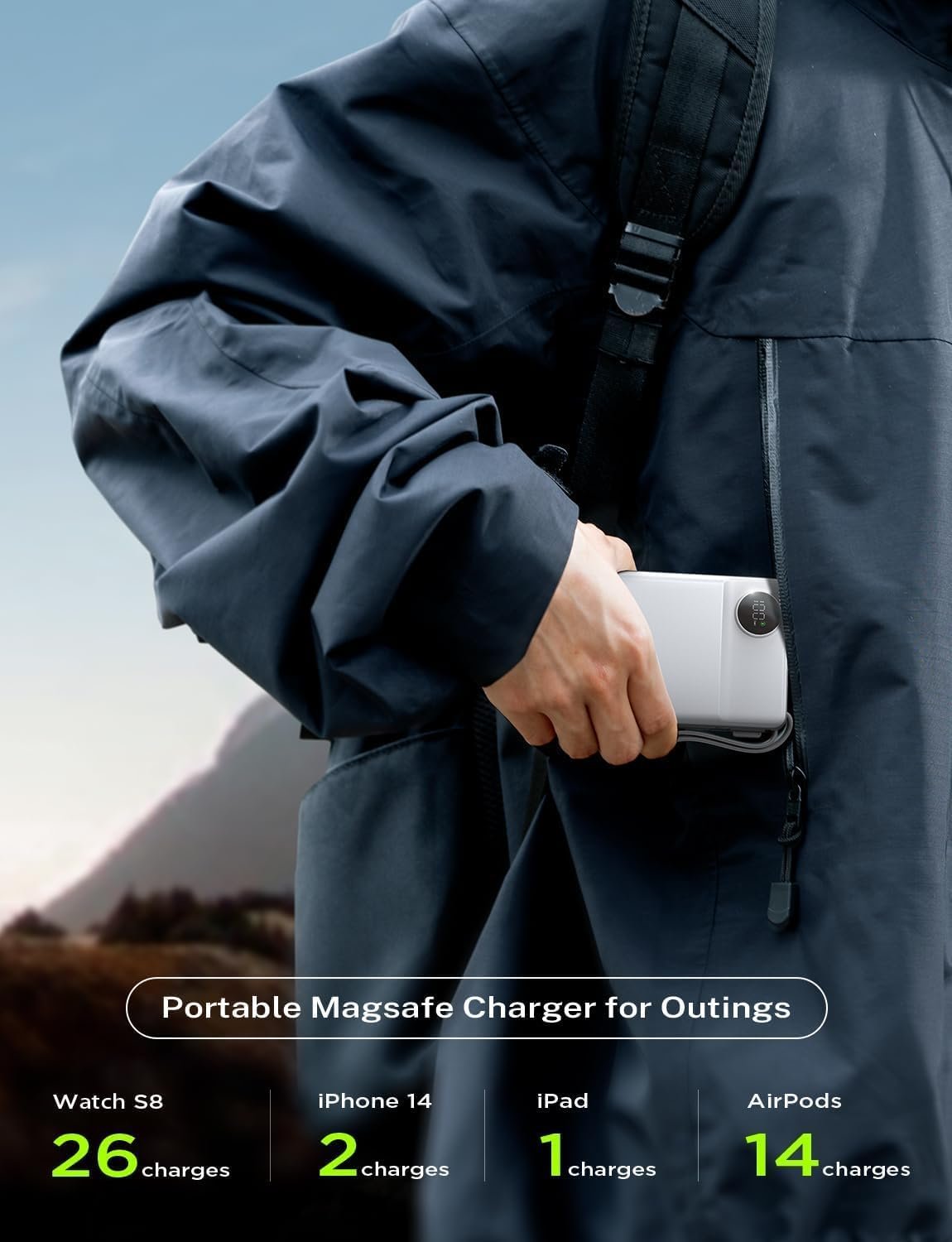 LISEN Magsafe Wireless Power Bank for iPhone 16 Icemag Power Bank, 10000mah Built-in Cable Pack Power Bank Fast Charging 22.5W Portable Charger with Apple Watch Charger Fits iPhone 16 15 14 Pro Plus - Image 7