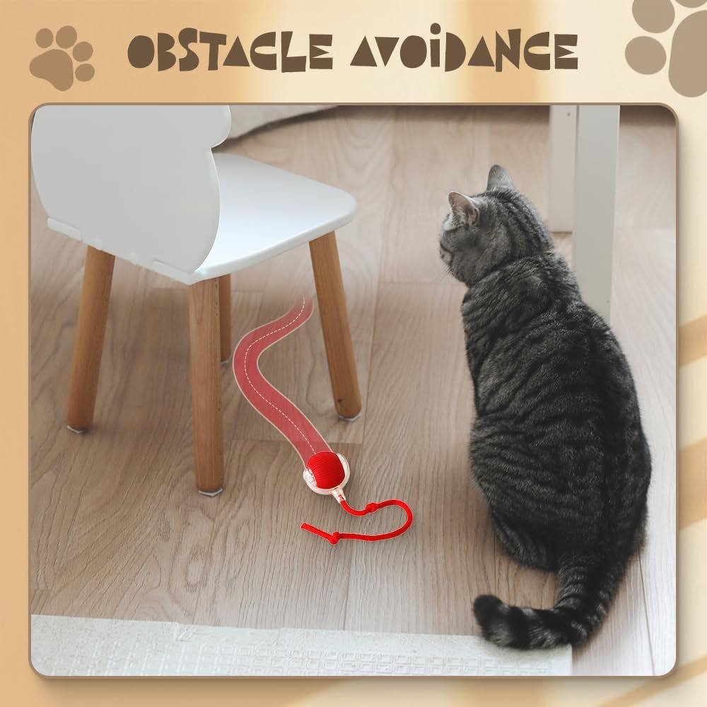 Interactive Cat Toy Balls, 2024 Upgraded Cat Toys for Indoor Cats, Smart Self Rolling Interactive Cat Dog Ball, Automatic Moving Peppy Pet Ball for Bored Indoor Adult Cats Kitten (Red) - Image 5
