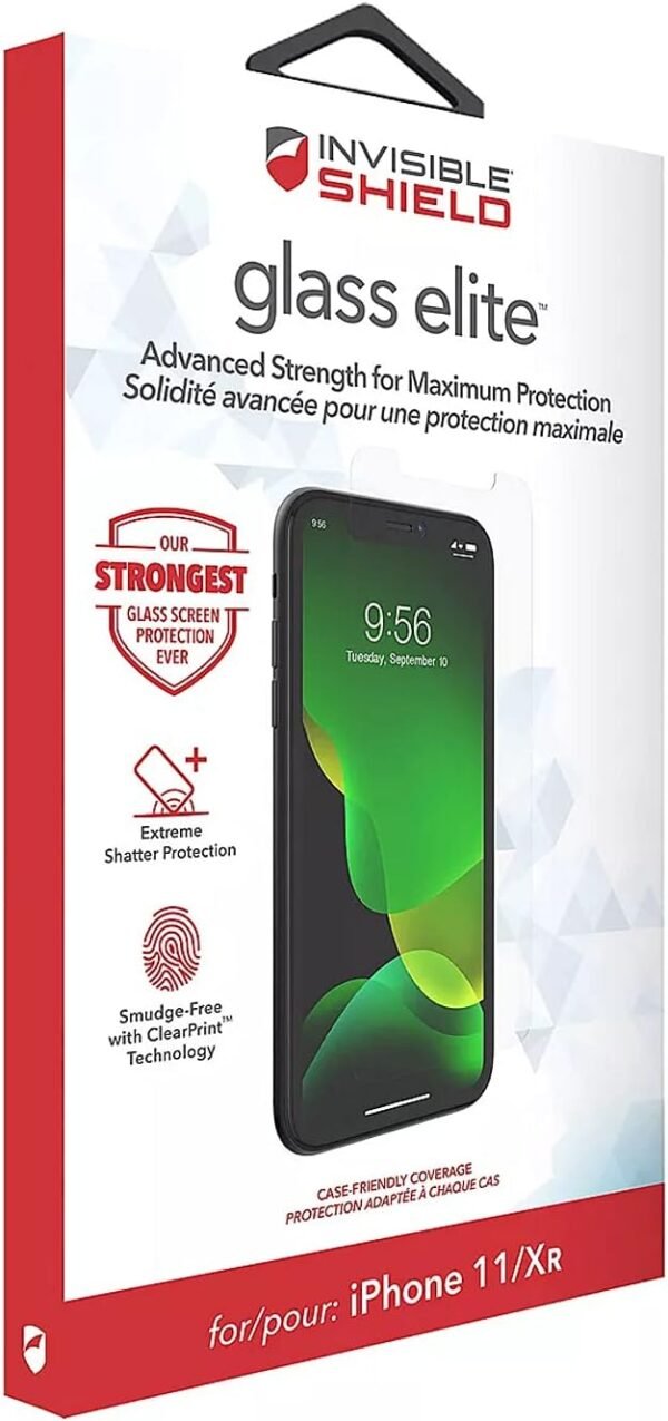 ZAGG InvisibleShield Glass Elite+ Screen Protector for iPhone 11 and iPhone XR – Anti-Microbial Technology, Smudge-Free ClearPrint, Extreme Shatter, Impact and Scratch Protection - Image 2