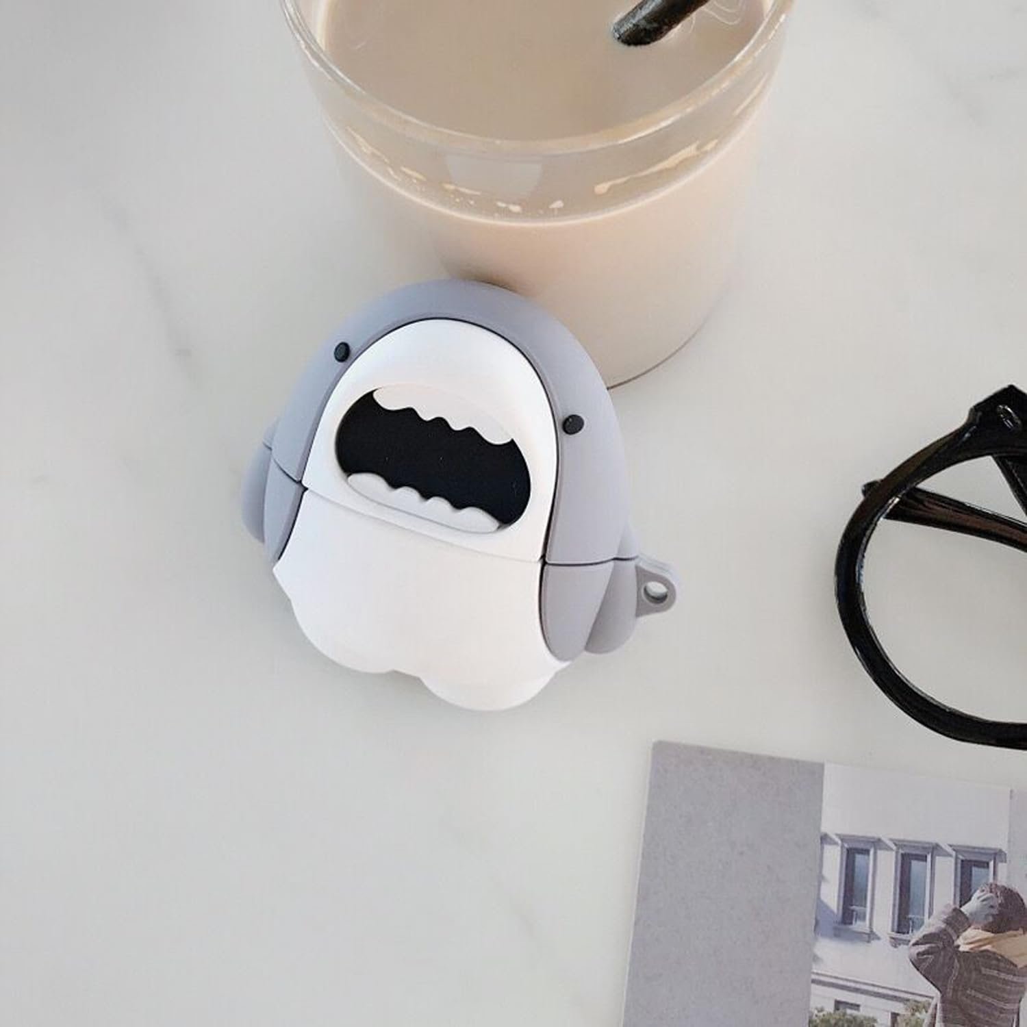 Cute Shark Case for Airpod Pro 2/1 Gen Cases 2022/2023, Funny 3D Cartoon Kawaii Cool Air pods Pro 2nd/1st Generation Silicone Cases for Apple iPod Pro with Keychain for Boys Girls Kids Teen, Shark - Image 7