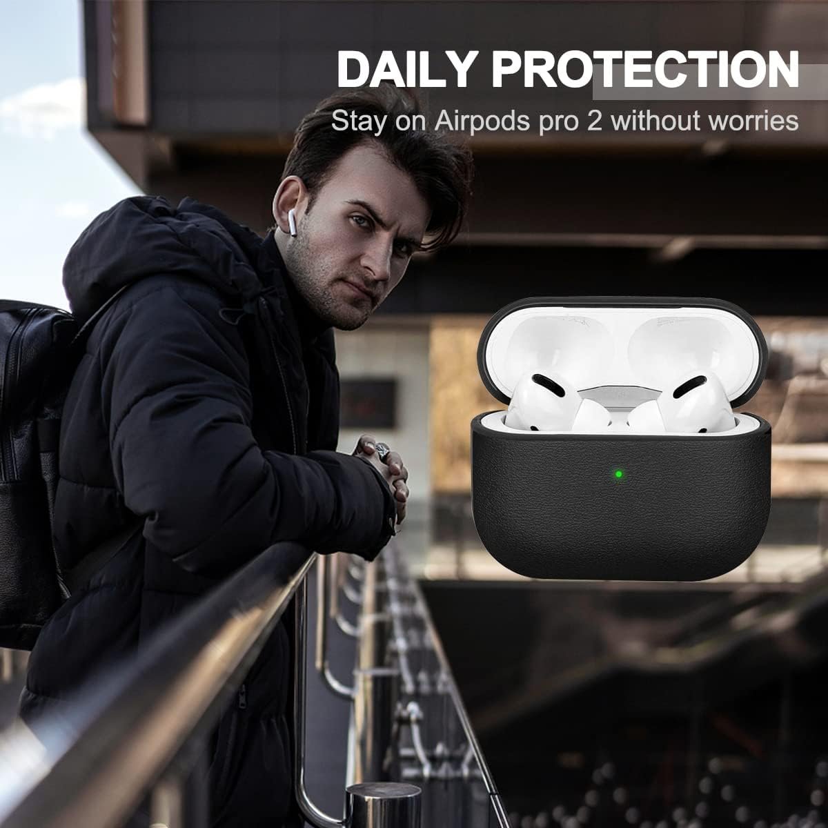 2022 Cover Compatible with Airpods Pro 2 Case, Leather Texture Full-Body Protective Case Compatible with Airpods Pro 2,Wireless Charging and Front LED Visible - Image 7