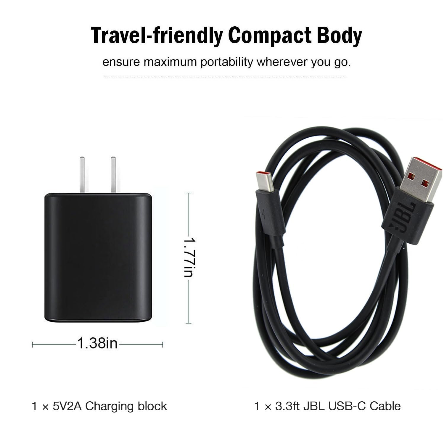 USB C Charger for JBL Charge 4, Charge 5, JBL Flip 6, Flip 5, JBL Clip 4, JBL Pulse 5, Pulse 4, JBL GO 3, JRPOP, Endurance Peak II, JBLCHARGE4BLKAM Wireless Bluetooth Earphones Speakers (Suit/Black) - Image 4
