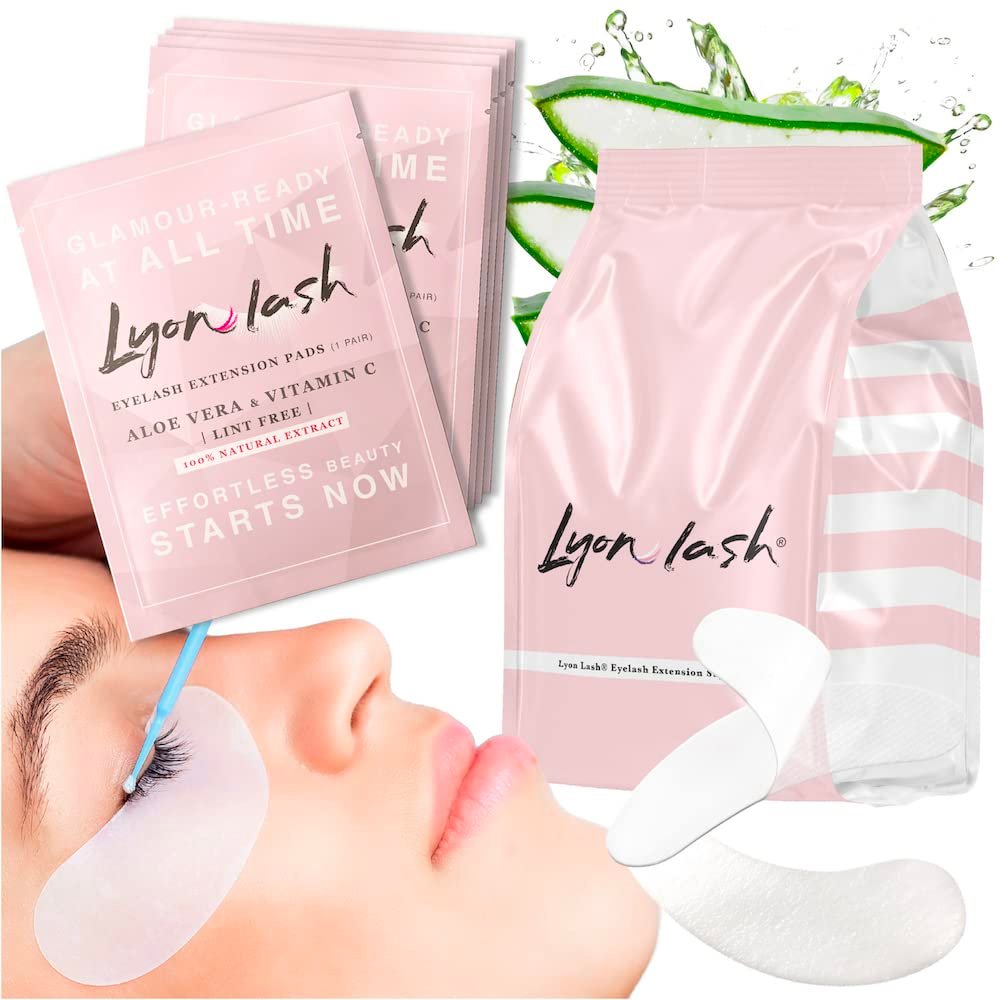 100 Pairs Eyelash Extension Under Eye Gel Pads by Lyon Lash - Lint Free with Aloe Vera Hydrogel Eye Patches, Premium Eyelash Extension Supplies & Beauty Tools, Fit Most Eye Shape, Stick Well - Image 2