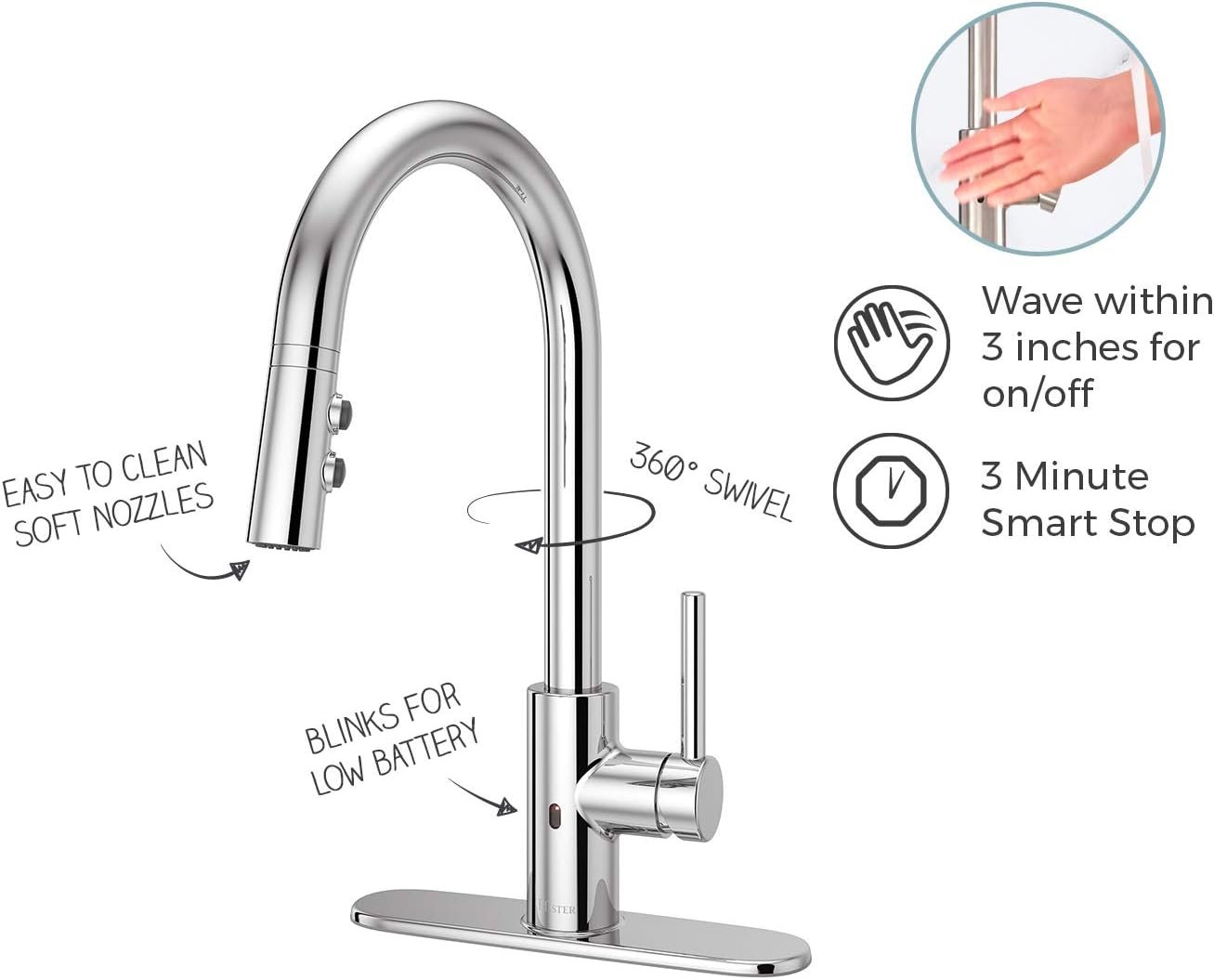 Pfister Stellen Touchless Kitchen Faucet with Pull Down Sprayer, Single Handle, High Arc, Polished Chrome Finish, LG529ESAC - Image 4