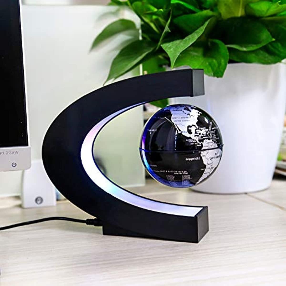 Magnetic Levitating Globe with LED Light, Tech Gift for Men, Boys, Girls, Birthday Gift for Kids, Floating World Globe Desk Decor, Black - Image 2