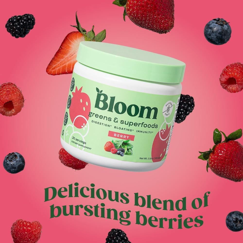 Bloom Nutrition Superfood Greens Powder, Digestive Enzymes with Probiotics and Prebiotics, Gut Health, Bloating Relief, Berry + Milk Frother High Powered Hand Mixer - Image 3