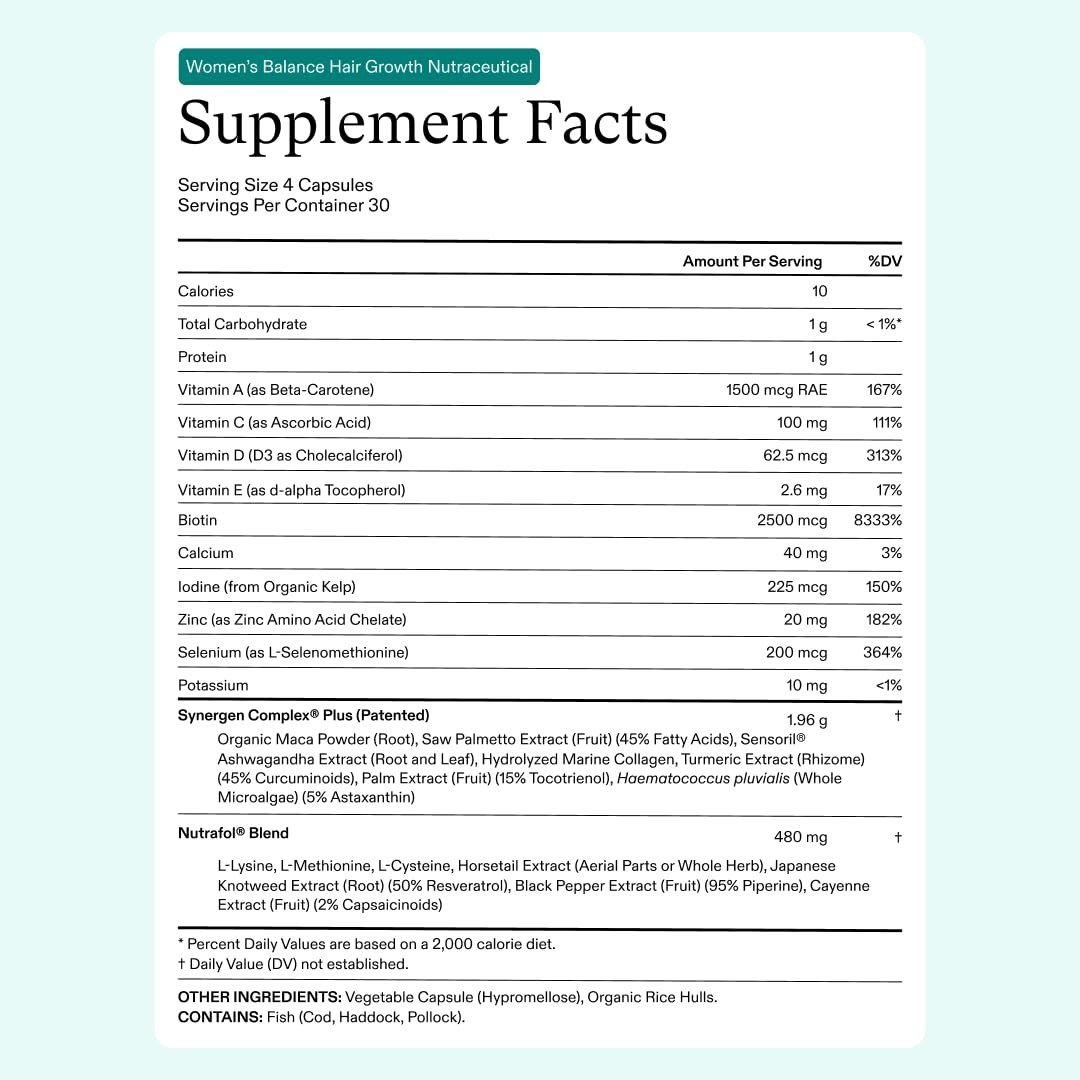 Nutrafol Women's Balance Hair Growth Supplement and Hair Serum, Ages 45 and Up, Clinically Tested for Visibly Thicker and Stronger Hair - 1 Month Supply, 1.7 Fl Oz Bottle - Image 7