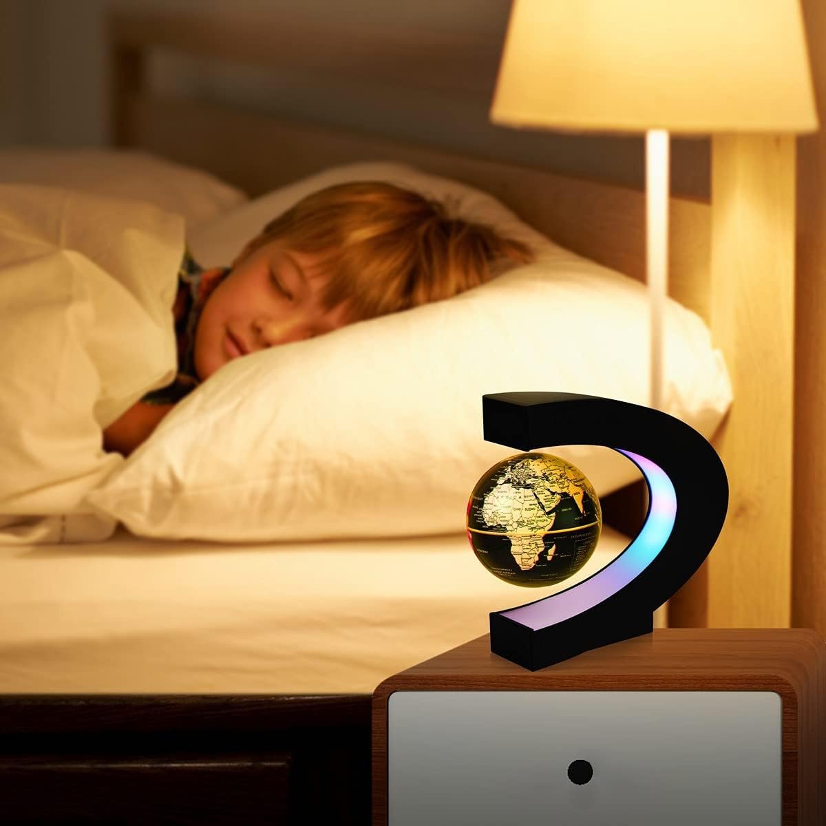 Levitating Globe, Magnetic Floating Globe with Multi-colors Changing LED light, 360 Degree Rotating C Shape Magnetic Levitation World Map Globe Lamp for Room Decor - Image 6