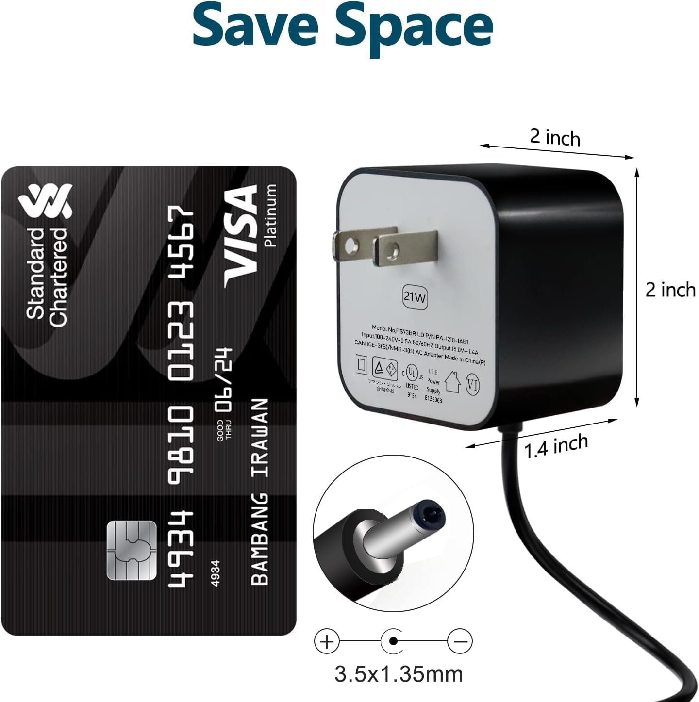 21W Power Adapter for Echo (1st & 2nd Generation), Echo Show (1st Gen), Fire TV (2nd Gen), Echo Plus (1st Gen), Echo Link, Echo Look, 5Ft AC Adapter Power Cord - Image 7