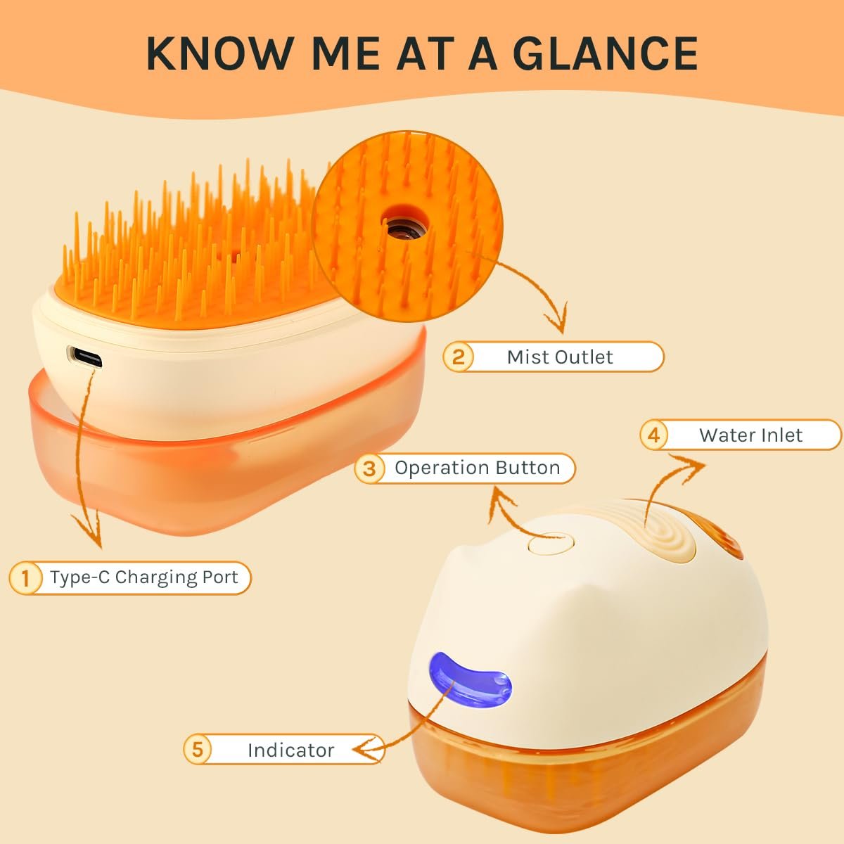 Cat Steam Brush for Easy Grooming – Dual-Head Petting & Shedding Tool with Spray Feature | Skin-Friendly & Massage Function | The Stylish Shedding Solution for Cat Lovers - Image 5