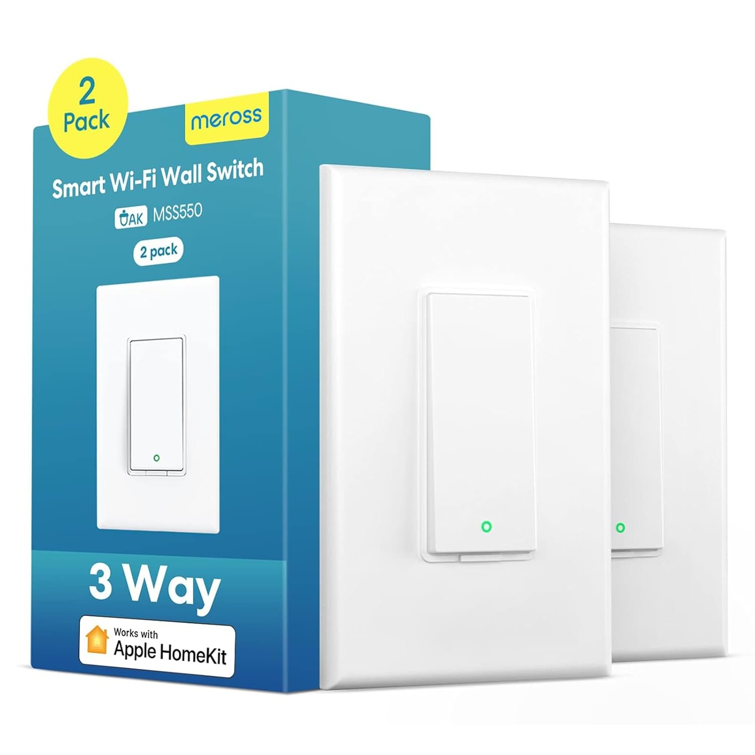 meross 3 Way Smart Switch, Smart Light Switch Compatible with Apple Homekit, Siri, Alexa & SmartThings, 2.4Ghz Wi-Fi Light Switch Remote Control Schedule, Neutral Wire Required 2 Pack - Image 2