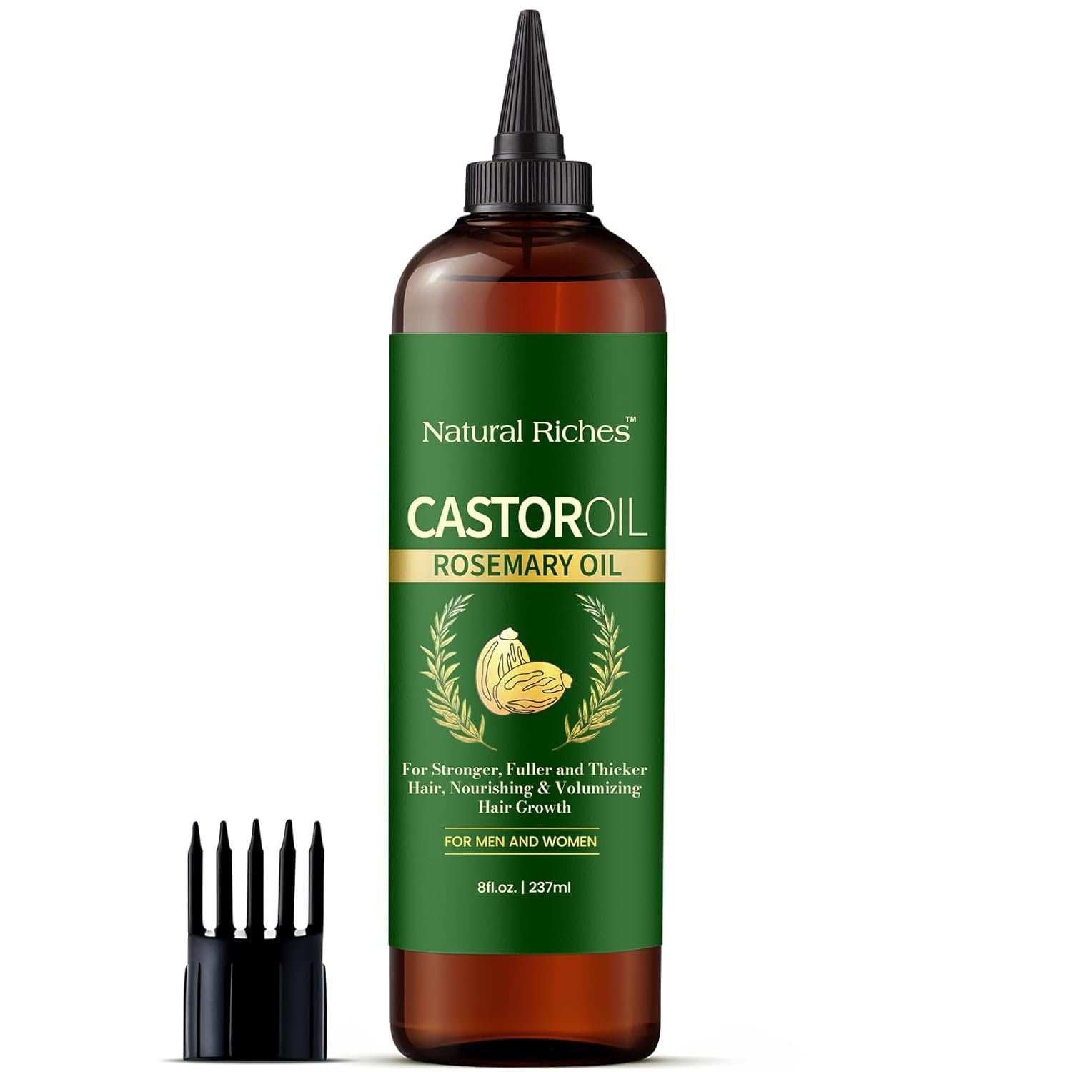 Natural Riches Castor Oil with Rosemary Oil, 8 fl oz, For Stronger, Fuller and Thicker Hair Growth Handcraft Blends Organic Castor Oil with Rosemary Oil Premium Grade hair treatment. - Image 2