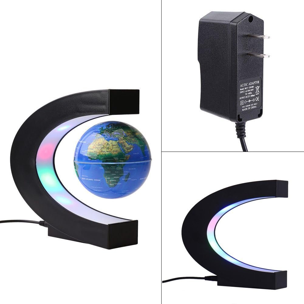 Magnetic Floating Globe Levitation 4inch Floating Globe Led Light World Map with C Shape Base (Blue 4" Globe) - Image 8