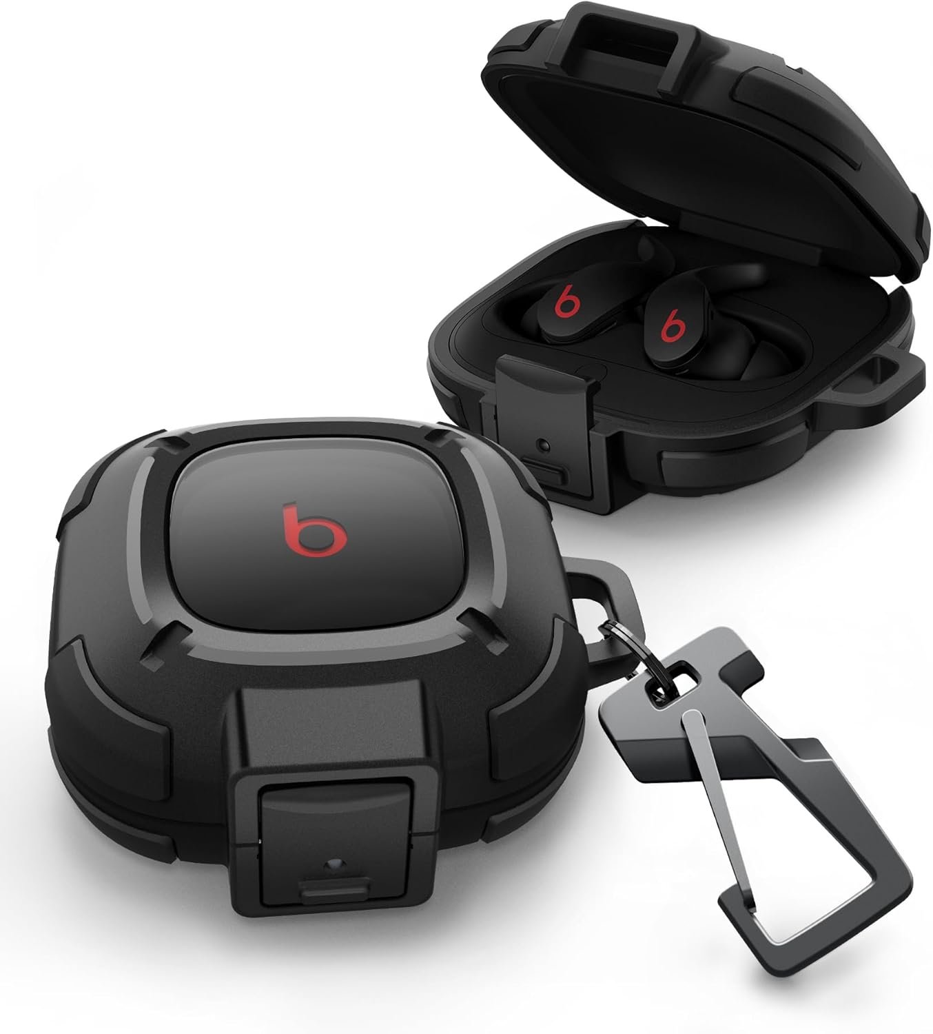 Dexnor Rugged Bumper Case for Beats Fit Pro (2021) Cases with Secure Lock, Shockproof Clear Cover with Carabiner & Keyring for Beats Fit Pro 2021 Black - Image 2