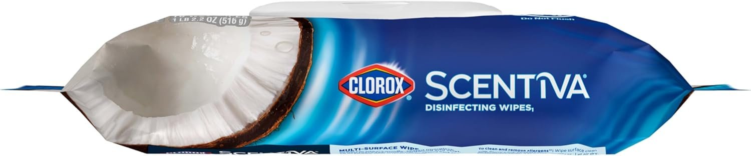 Clorox Scentiva Wipes, Bleach Free Cleaning Wipes, Household Essentials, Pacific Breeze & Coconut, 75 Count (Pack of 3) - Image 16