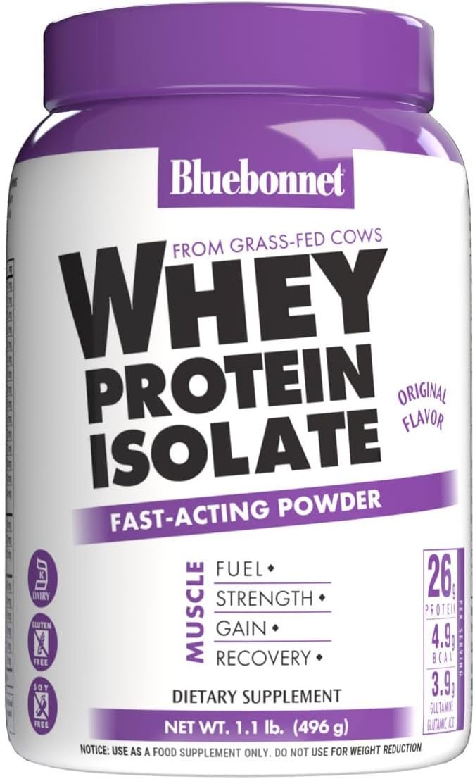 Bluebonnet Nutrition Whey Protein Isolate Powder from Grass Fed Cows, No Sugar Added, Gluten & Soy Free, Kosher Dairy, 17.6 Oz - Image 2