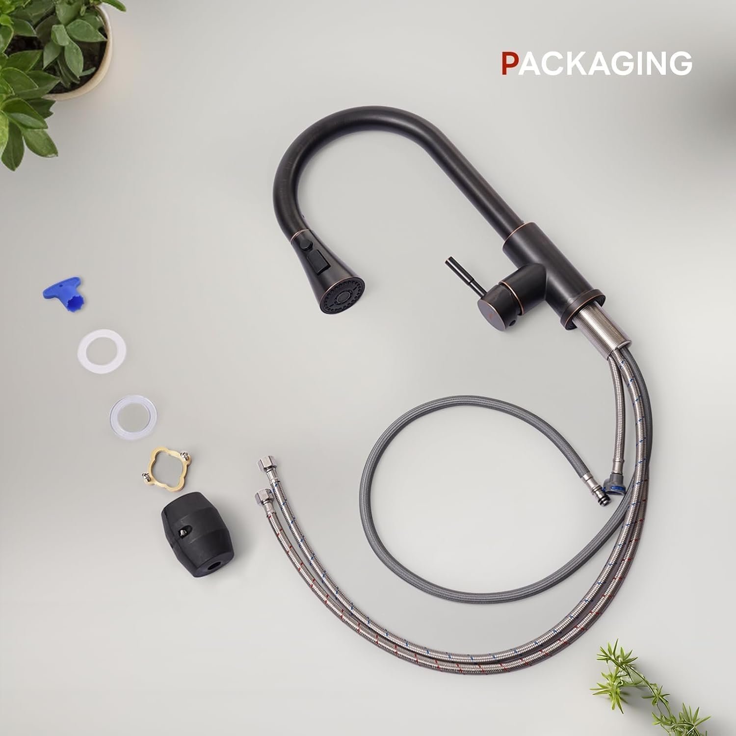 APPASO Bronze Kitchen Faucet with Pull Down Sprayer (3 Modes), Oil Rubbed Bronze High Arc Kitchen Faucet, 304 Stainless Steel 360° Swivel Kitchen Sink Faucet Single Handle Single Hole - Image 8