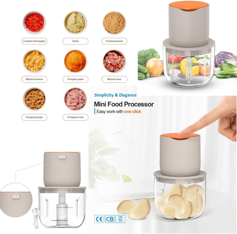 Wireless Electric Food Processor,600ML Electric Food Chopper For Meat,Onions,vegetables,Garlic,Complementary Food, Meat Chopper Blender - Image 4