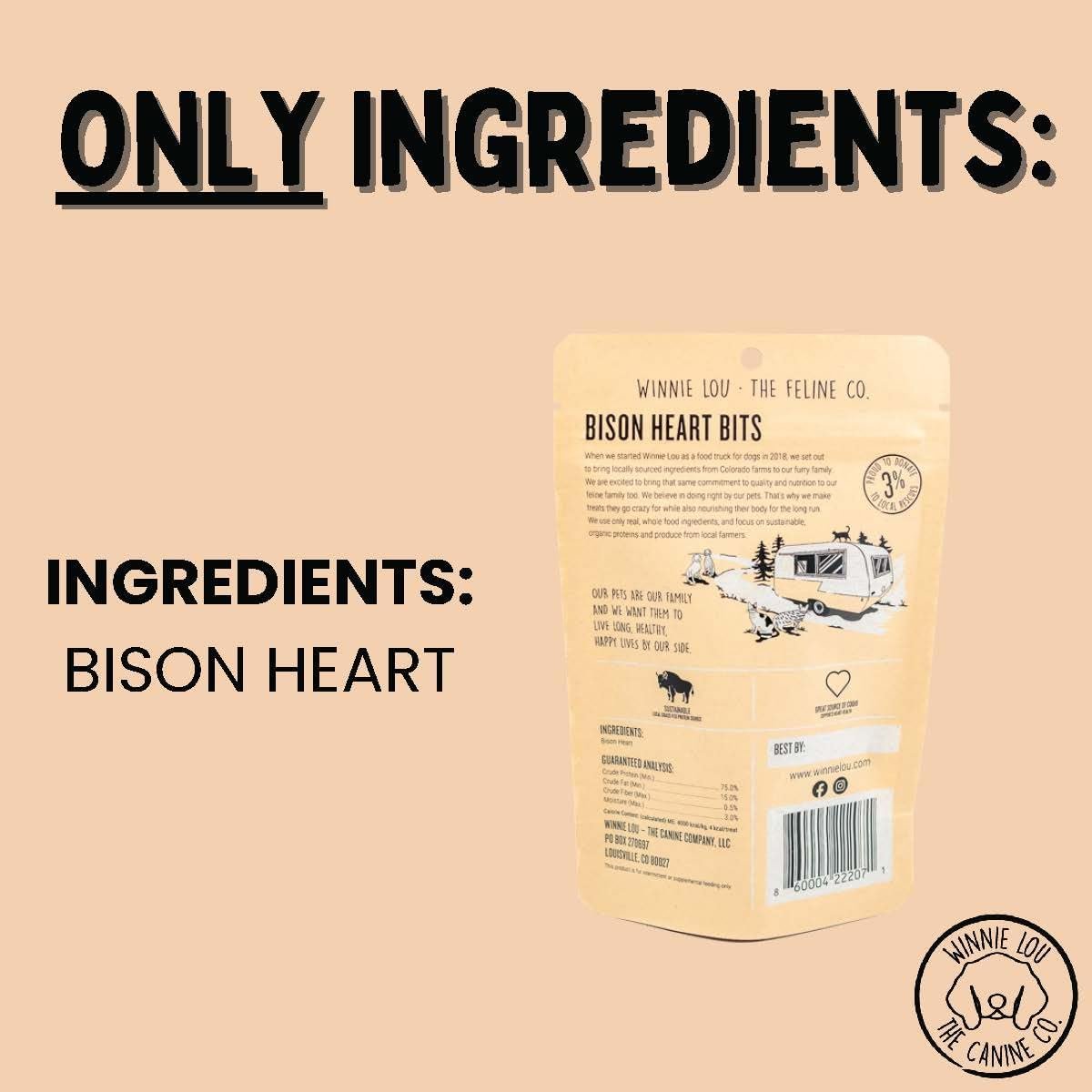 Winnie Lou Grass-Fed Bison Heart Bits Cat Treats, 3 Packs - Single Ingredient, High Protein Cat Food Snacks, Grain Free & Made in The USA, with Taurine, Iron & Zinc for Healthy Cats - Image 7