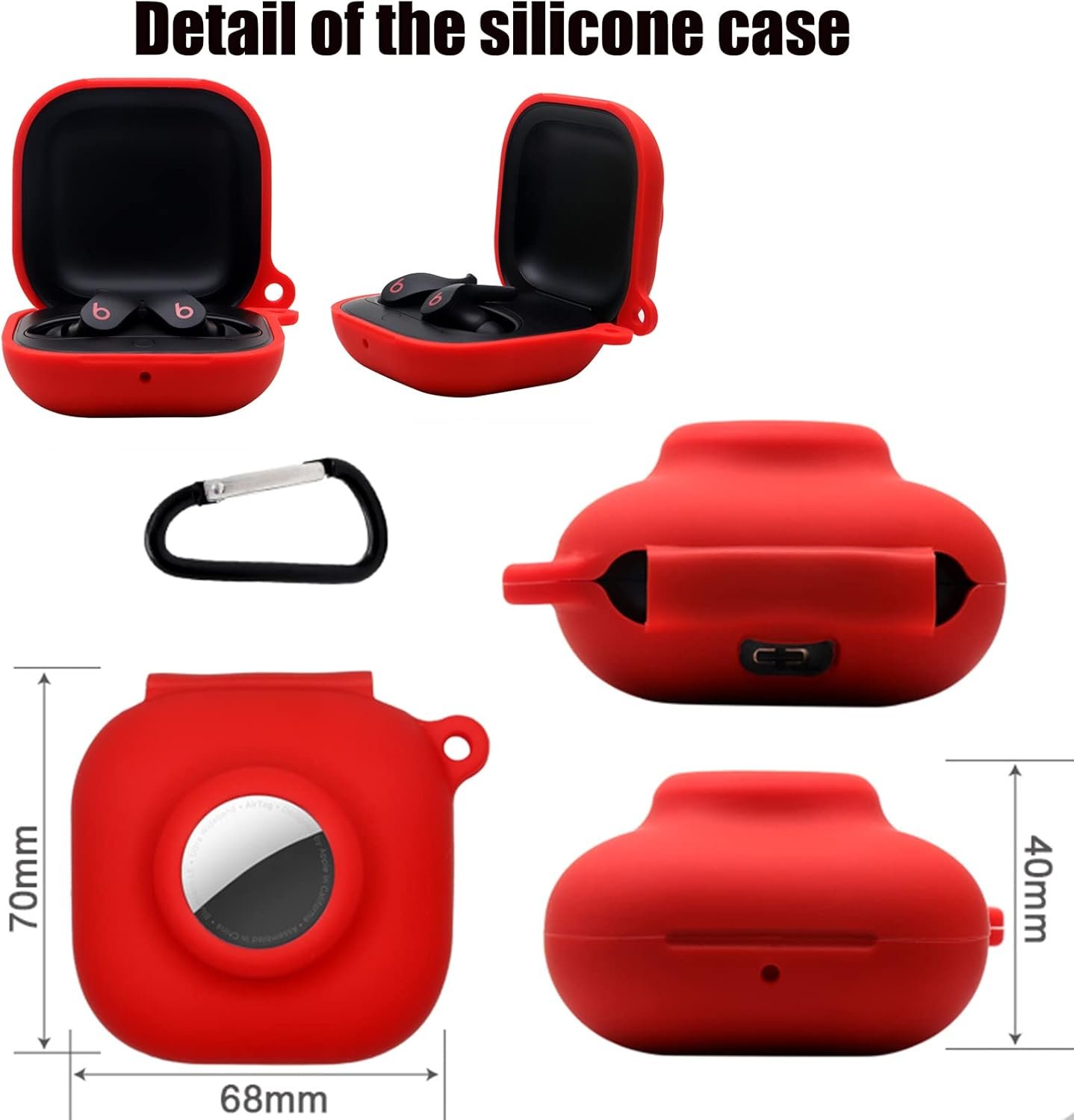 Case Cover for Beats Fit Pro and Airtag,Premium Soft Skin Cover Shock-Absorbing,Anti-Scratch Protective Case with Keychain (Dark Green) - Image 3