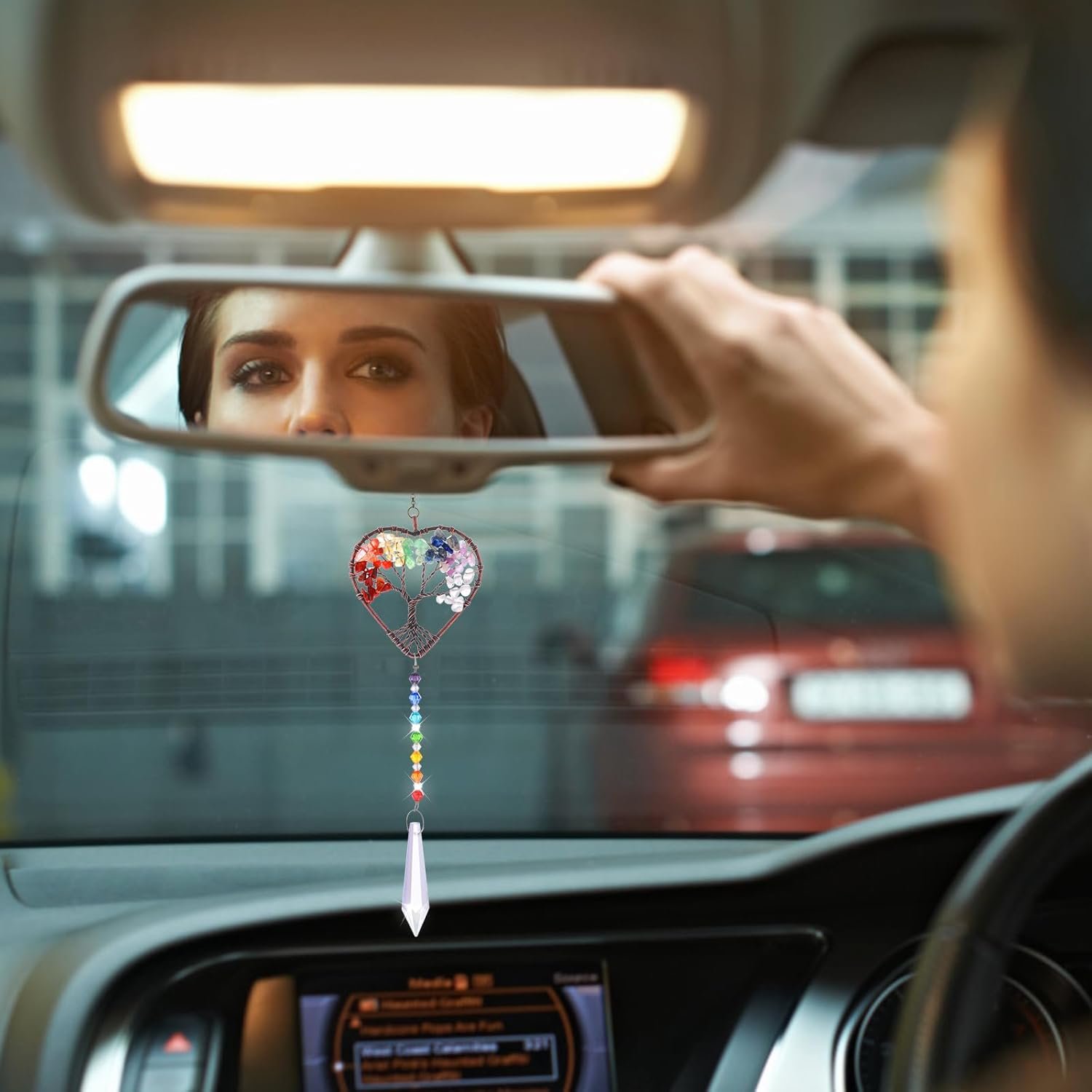 TIESOME Crystal Tree of Life Suncatchers, Rainbow Heart Shaped Sun Catcher Chakra Stones Window Hanging Ornament Colorful Garden Pendant Home Car Decor - Image 8