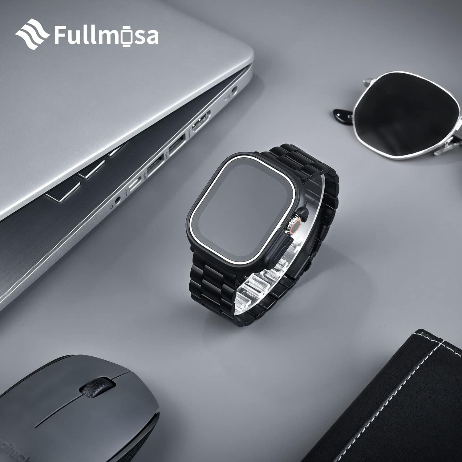 Fullmosa Compatible Apple Watch Bands 49mm 45mm 46mm 44mm 42mm 41mm 40mm 38mm, Metal iWatch Band with Case for Apple Watch Ultra Series 10 9 8 7 6 5 4 3 2 1 SE, 42mm 44mm 45mm Black - Image 8