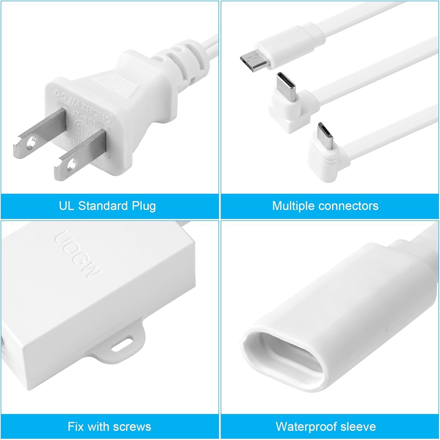 Uogw 20Ft/6m Outdoor Power Adapter Compatible with Wyze Cam V4,Wyze Cam Pan V3/V2,Wyze OG,Wyze Cam V3 and V3 Pro,WYZE Battery Cam Pro,Replace The WYZE Plug,Waterproof Power Cable for Wyze Cam - Image 7