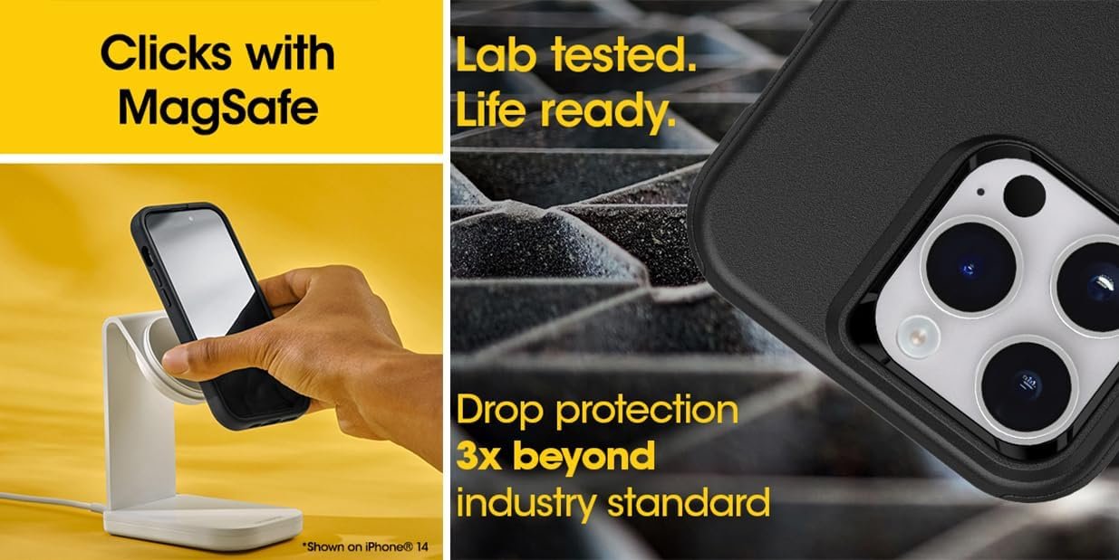 OtterBox iPhone 15 Pro MAX Commuter Series Case - MagSafe Edition - Black, Slim & Tough, Pocket-Friendly, with Port Protection - Image 6