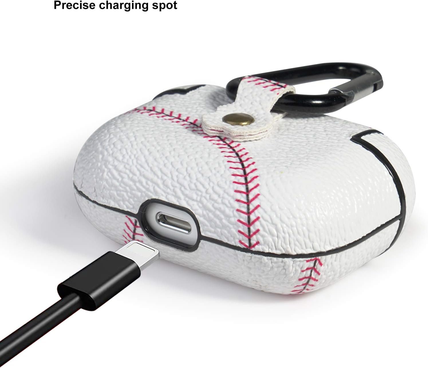 Case for Airpods Pro, for Airpods Pro Skin Accessories Sport Pattern for Airpod Pro Cover Leather Case for Charging Case for AirPods Pro, Baseball - Image 3