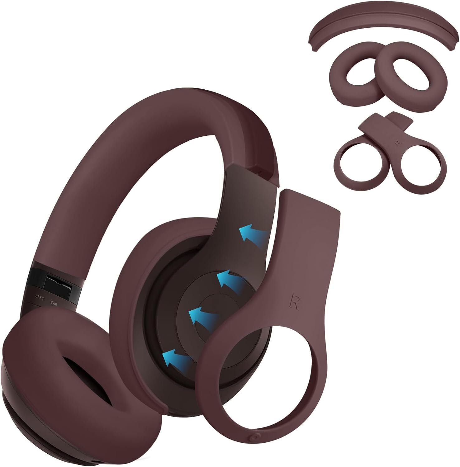 【3 in 1】 Studio Pro Silicone Case Cover Set,Anti-Scratch Ear Pad Cover/Shell Cover/Headband Cover for Beats Studio Pro Headphone,Studio Pro Soft Silicone Protector Accessories(Deep Brown) - Image 2