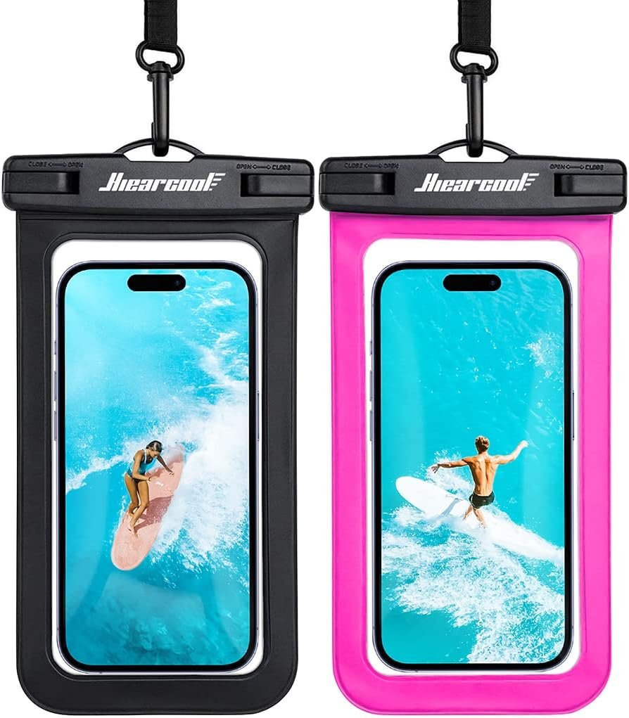 Hiearcool Waterproof Phone Pouch,Underwater Phone Cases Compatible for iPhone 16 15 14 13 Pro Max,Waterproof Dry Bag for Cruise Travel Essentials Phone Water Protector Pouch-Black&Bright Red-2Pack - Image 2