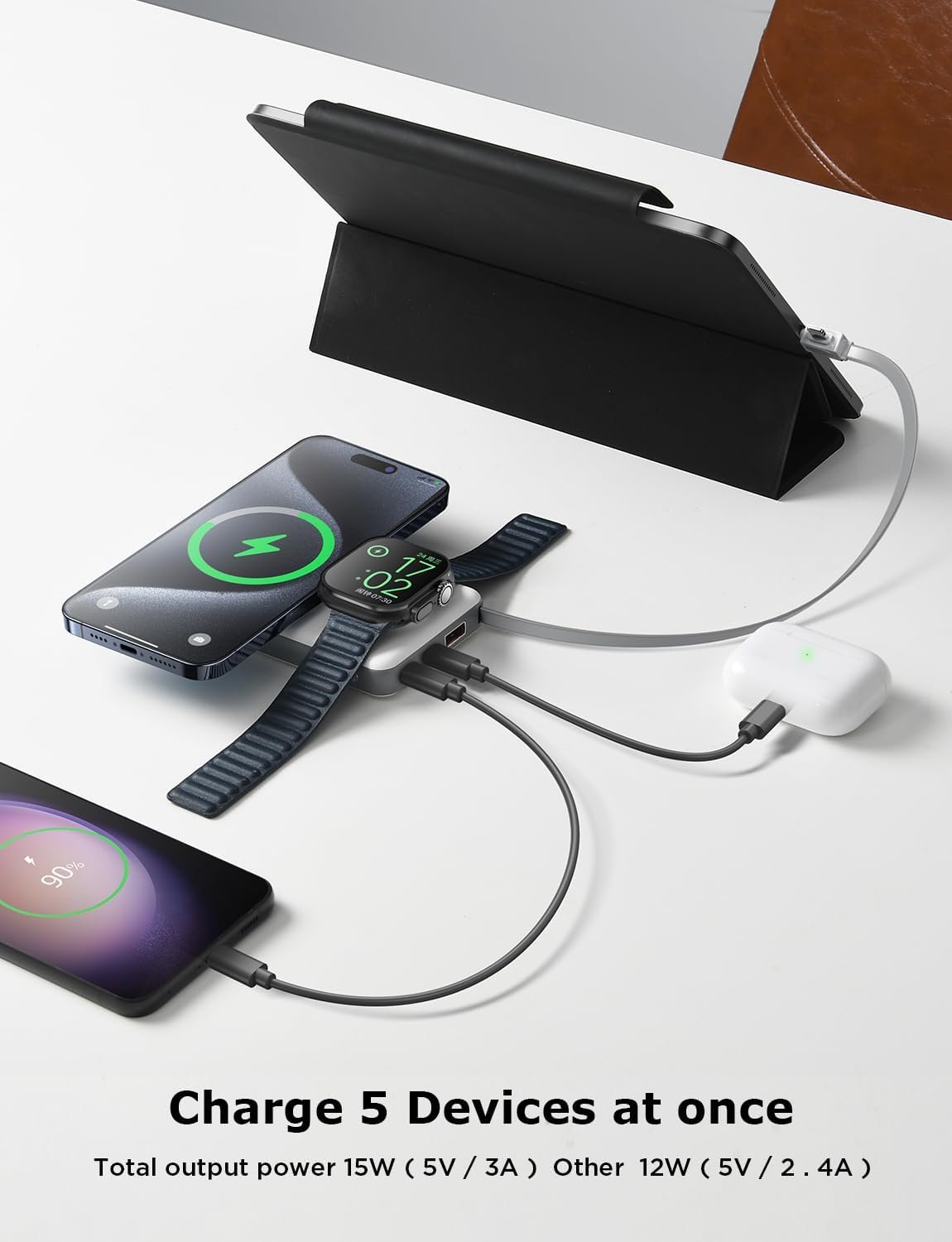 LISEN Magsafe Wireless Power Bank for iPhone 16 Icemag Power Bank, 10000mah Built-in Cable Pack Power Bank Fast Charging 22.5W Portable Charger with Apple Watch Charger Fits iPhone 16 15 14 Pro Plus - Image 6