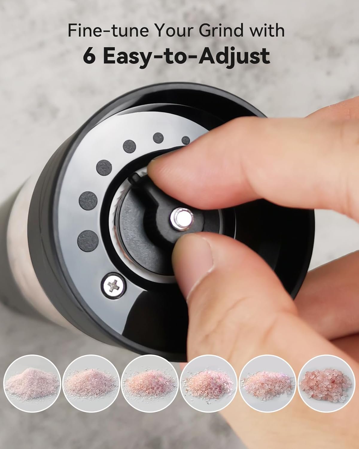 Electric Salt and Pepper Grinder Set with Adjustable Coarseness, Rechargeable Automatic Salt and Pepper Grinder Set with One Hand Operated and LED Light, Salt Grinder & Pepper Mill for Family BBQ - Image 6