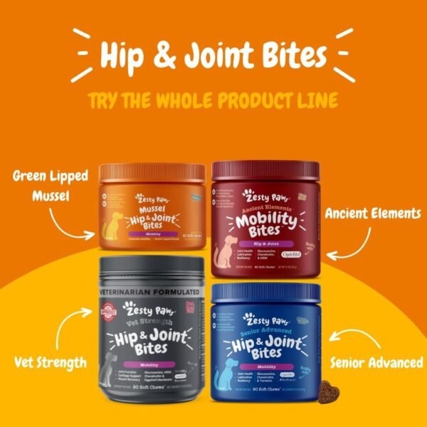 Zesty Paws Hip and Joint Supplement for Dogs - Glucosamine for Dog Joint Supplement - with Chondroitin, MSM, Vitamins C and E for Dog Joint Relief - Mobility Bites Bacon – 90 Count - Image 3