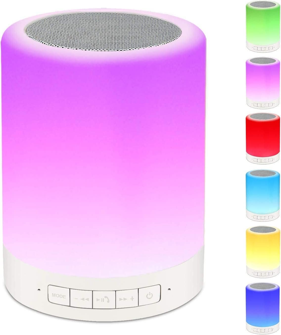 Night Light Bluetooth Speaker Wireless Portable Smart Touch Control Bedside Table Lamp with Colorful Led, Best Gift for Teens Kids Children Students Girlfriend Boyfriend Women Men - Image 2
